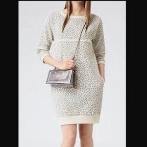 Reiss Jaden Cream Speckled Comfy Sweatshirt Mini Dress